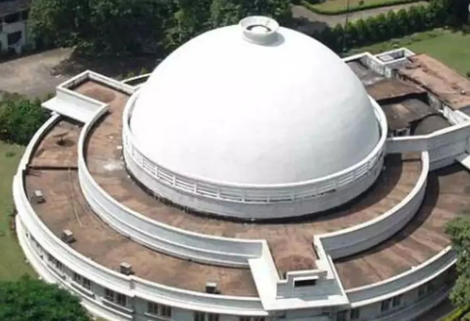 The Birla Planetarium in Hyderabad, India - a popular tourist attraction featuring a space museum and a dome-shaped planetarium for astronomical shows and lectures.
