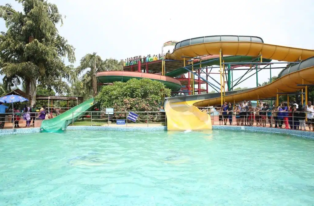 Jalavihar Water Park in Hyderabad, India - a popular family-friendly attraction with water rides, slides, and other fun activities for all ages.